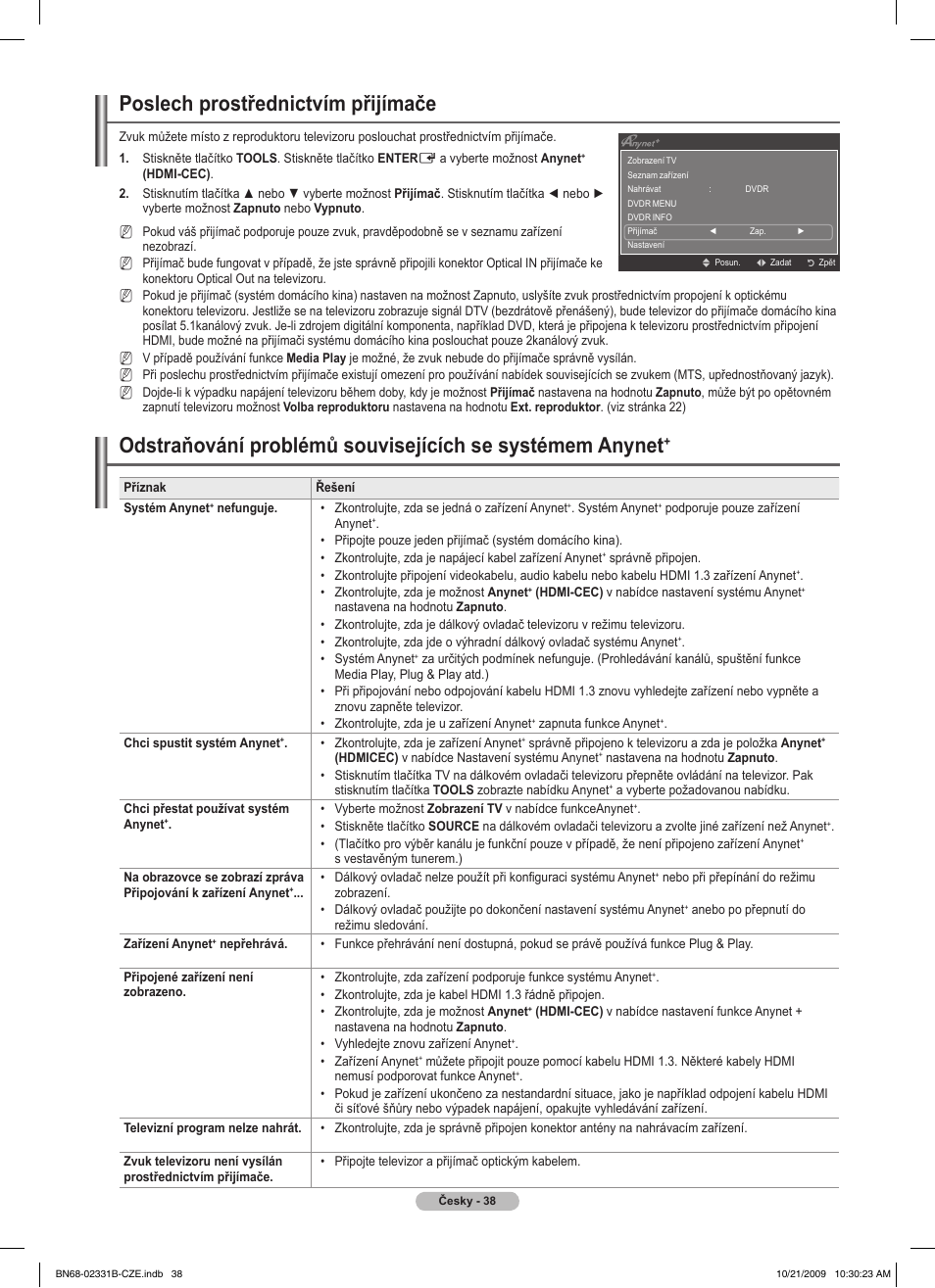 Poslech prostřednictvím přijímače | Samsung PS50B551T3W User Manual | Page 272 / 462