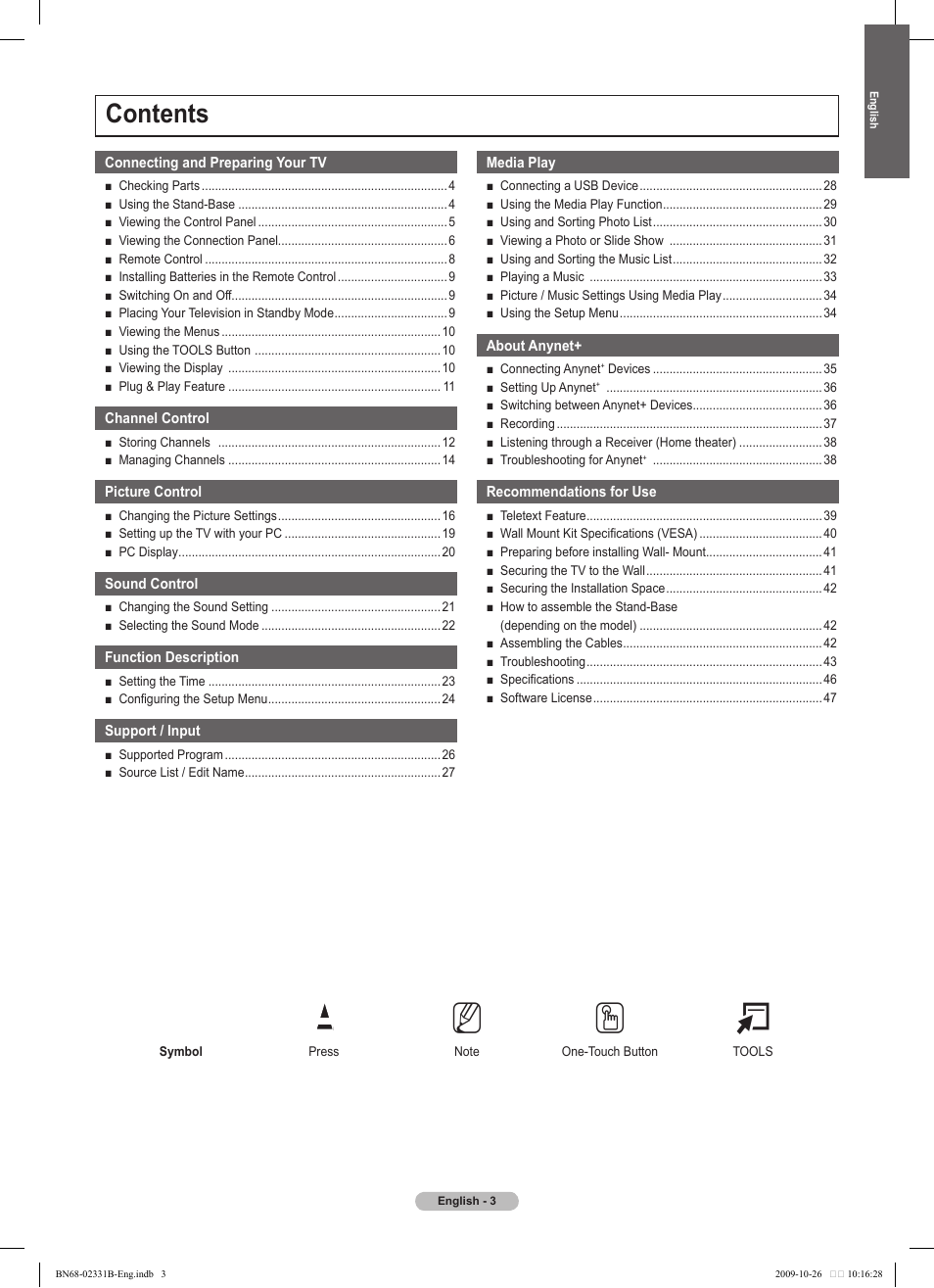 Samsung PS50B551T3W User Manual | Page 3 / 462