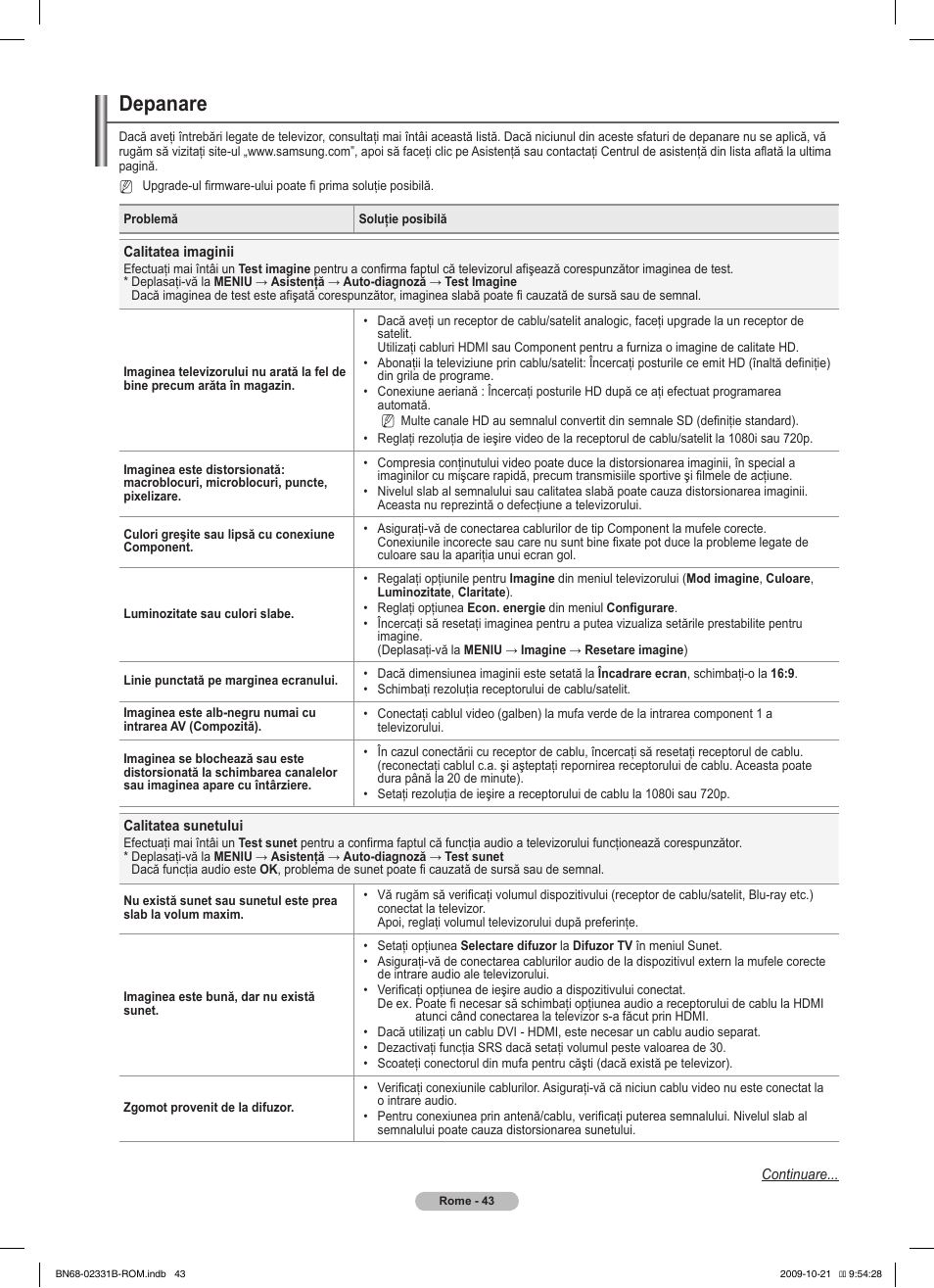 Depanare | Samsung PS50B551T3W User Manual | Page 367 / 462