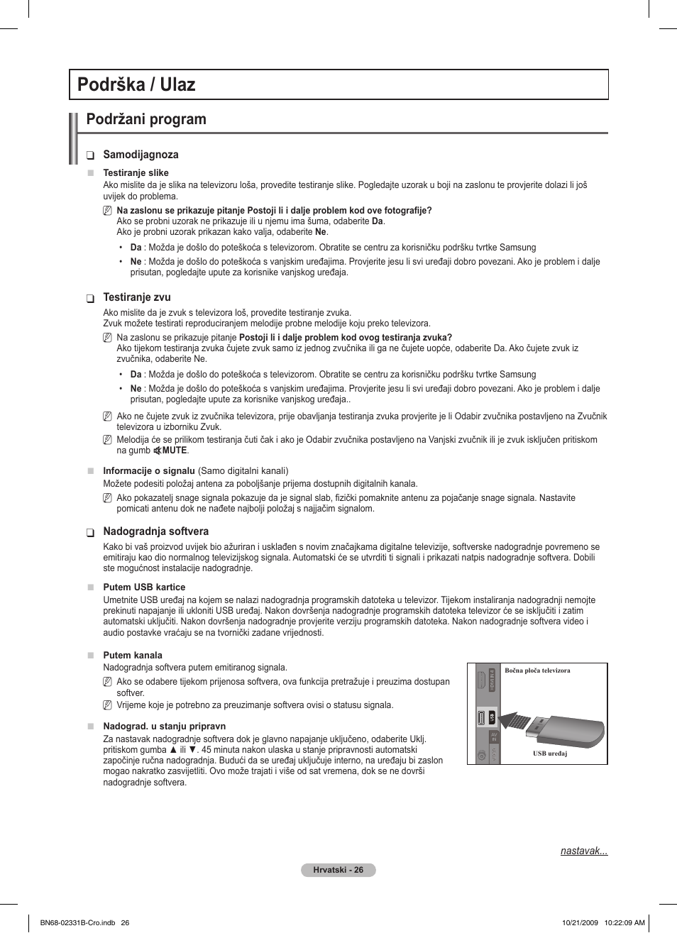 Podrška / ulaz, Podržani program | Samsung PS50B551T3W User Manual | Page 440 / 462