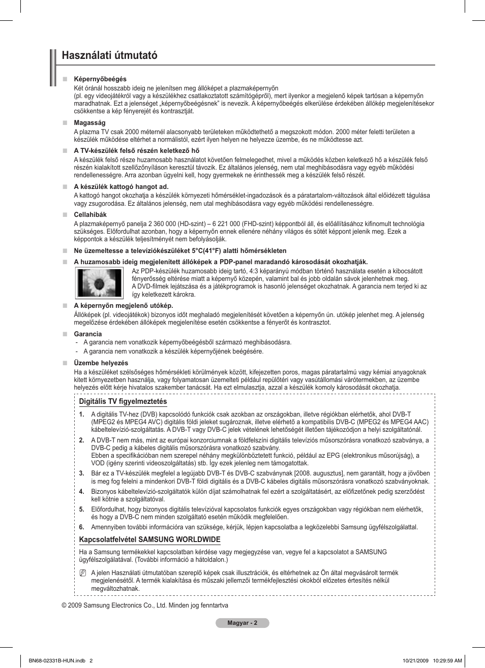 Használati útmutató | Samsung PS50B551T3W User Manual | Page 56 / 462