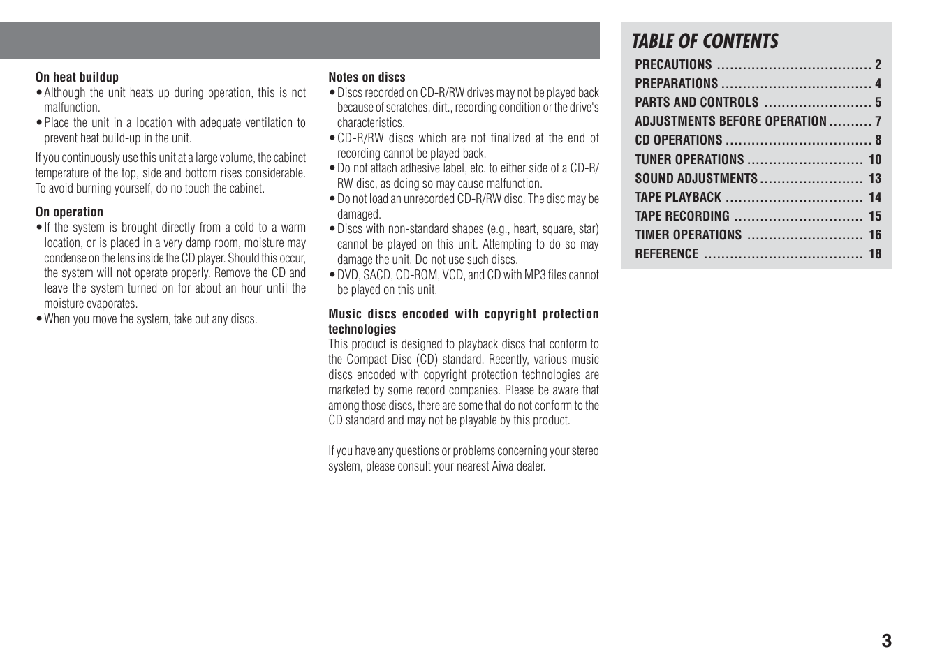 Aiwa XR-FA500 User Manual | Page 3 / 21