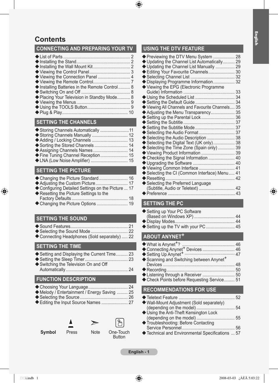 Samsung LE32A455C1D User Manual | Page 3 / 542