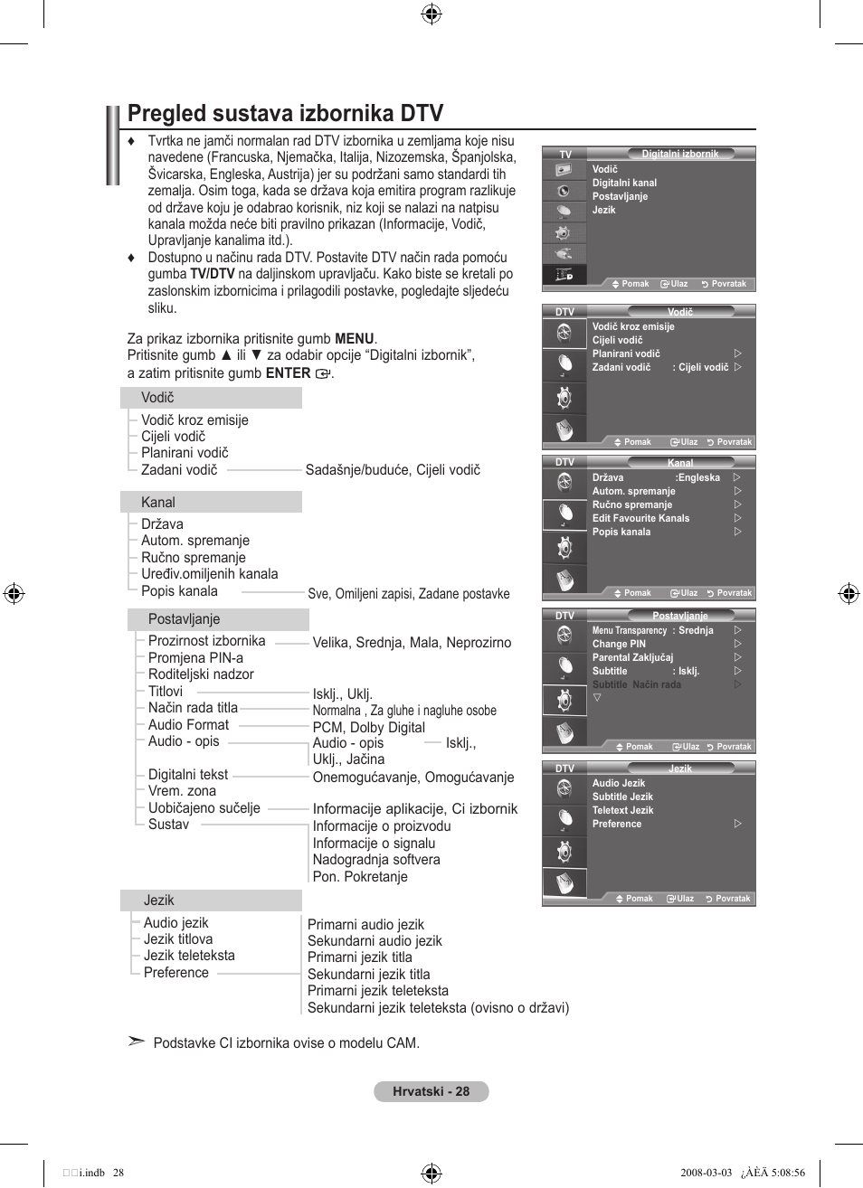 Pregled sustava izbornika dtv | Samsung LE32A455C1D User Manual | Page 330 / 542