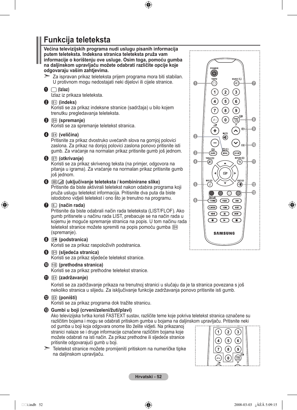 Funkcija teleteksta | Samsung LE32A455C1D User Manual | Page 354 / 542