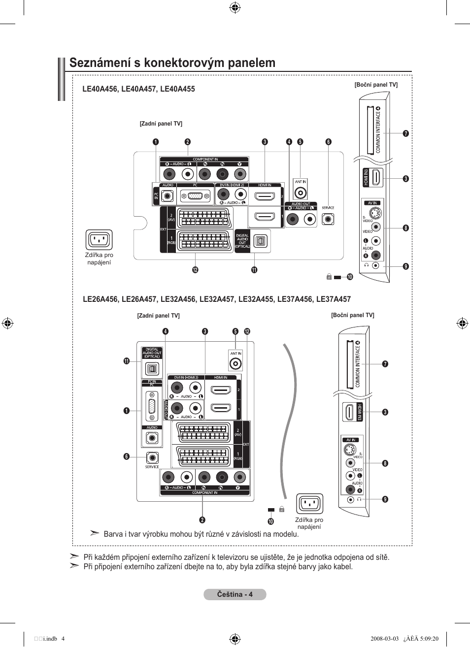 Seznámení s konektorovým panelem | Samsung LE32A455C1D User Manual | Page 366 / 542