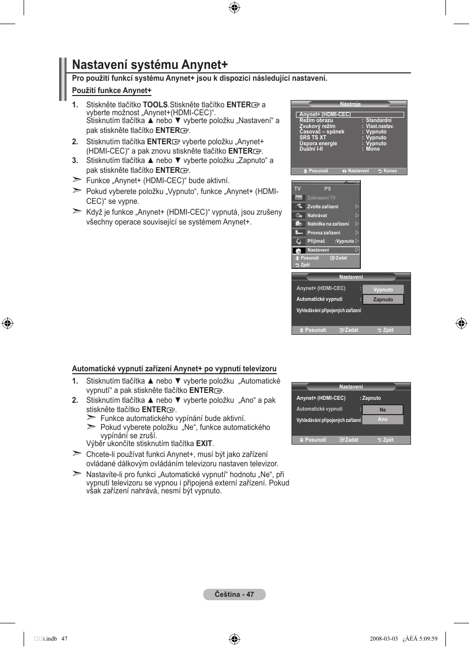 Nastavení systému anynet | Samsung LE32A455C1D User Manual | Page 409 / 542