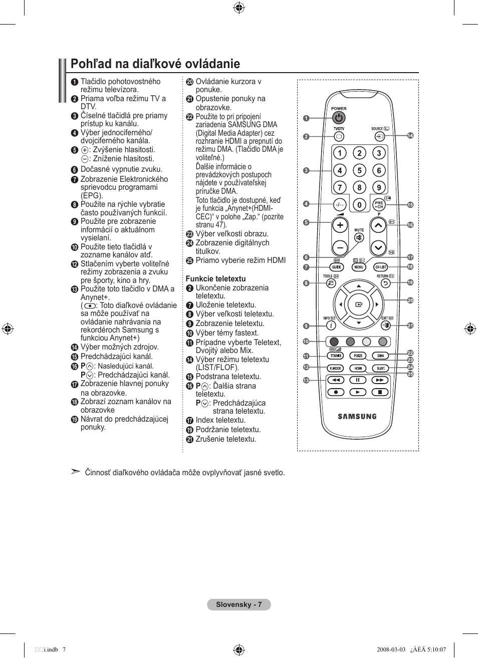 Pohľad na diaľkové ovládanie | Samsung LE32A455C1D User Manual | Page 429 / 542