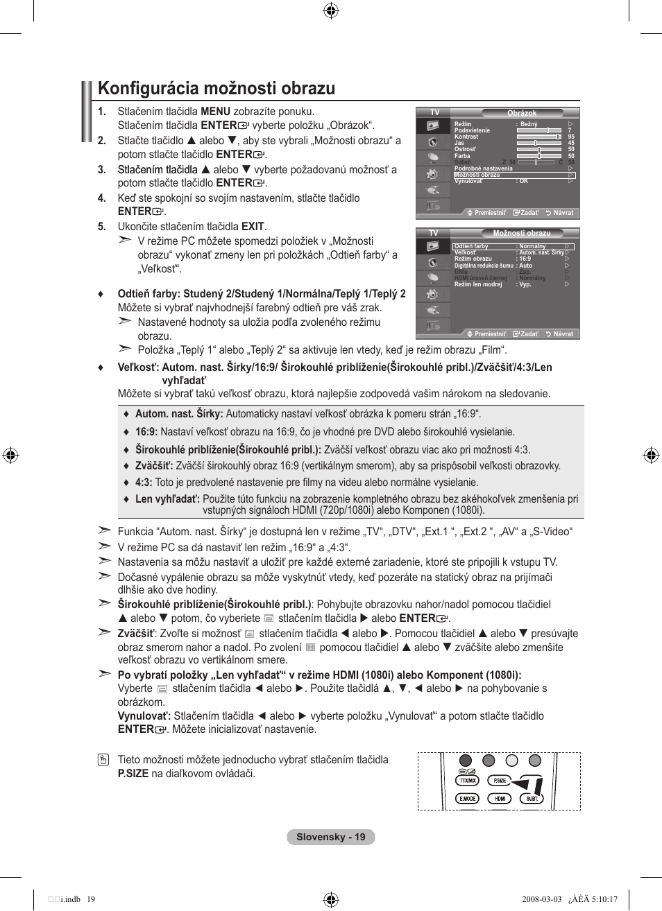 Konfigurácia možnosti obrazu | Samsung LE32A455C1D User Manual | Page 441 / 542