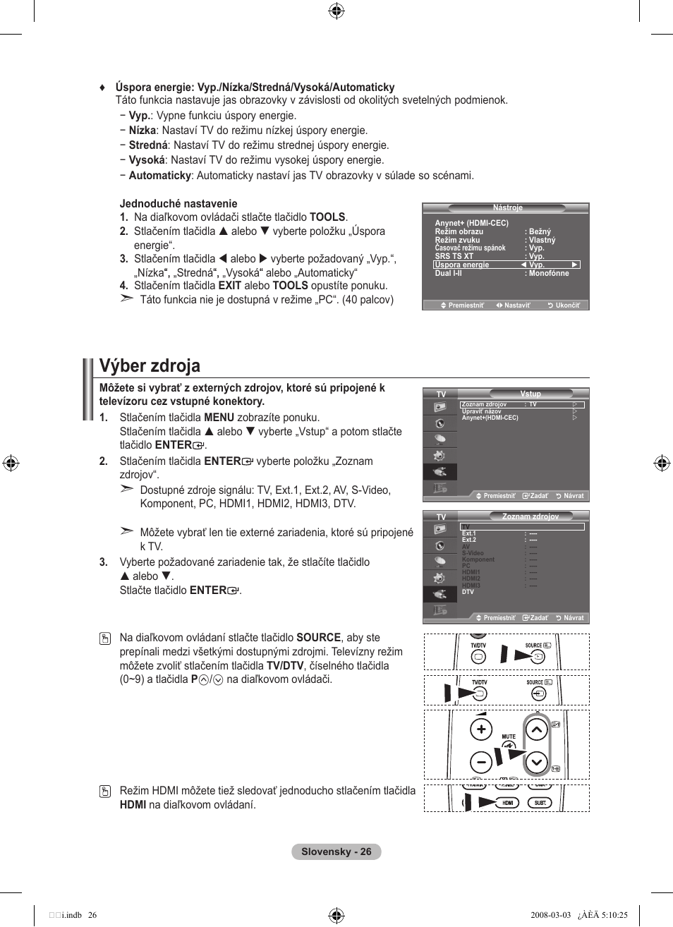 Výber zdroja | Samsung LE32A455C1D User Manual | Page 448 / 542