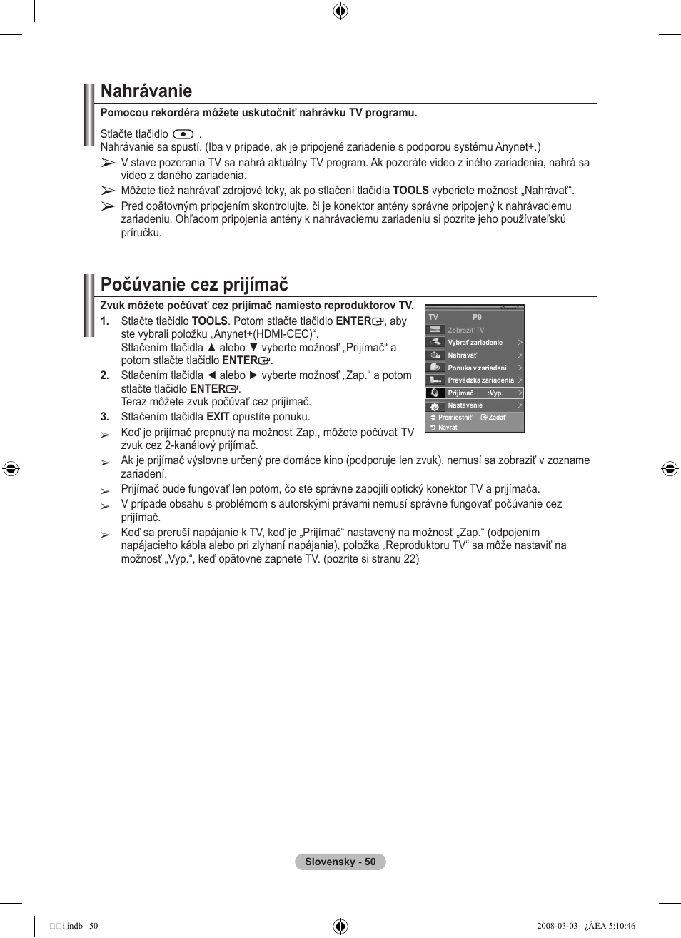 Nahrávanie, Počúvanie cez prijímač | Samsung LE32A455C1D User Manual | Page 472 / 542