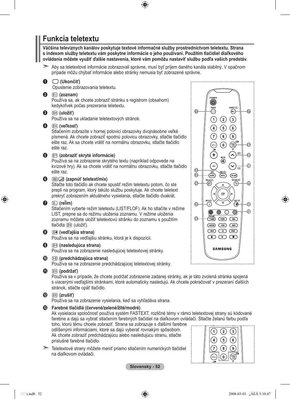 Funkcia teletextu | Samsung LE32A455C1D User Manual | Page 474 / 542