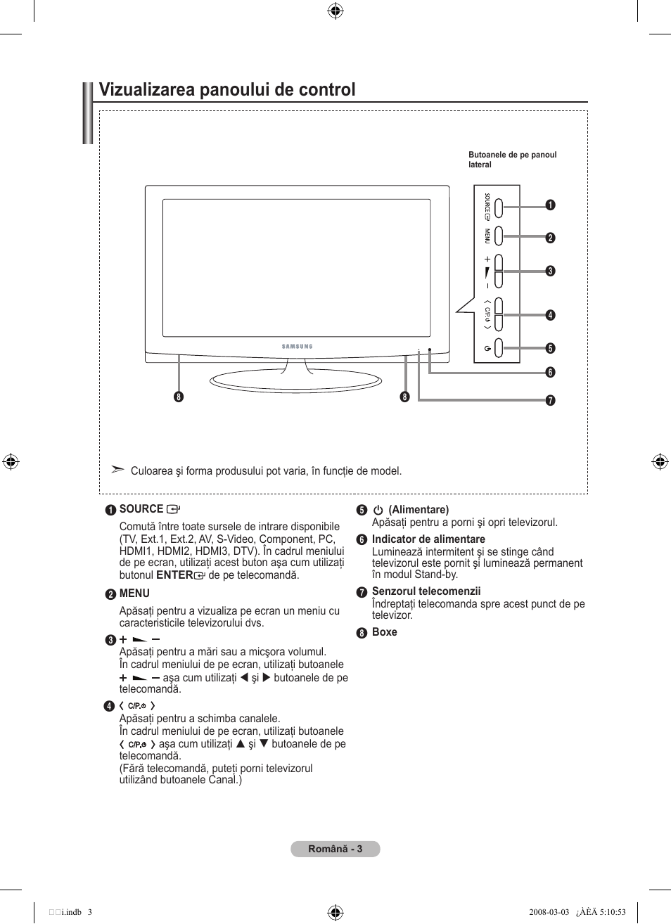 Vizualizarea panoului de control | Samsung LE32A455C1D User Manual | Page 485 / 542