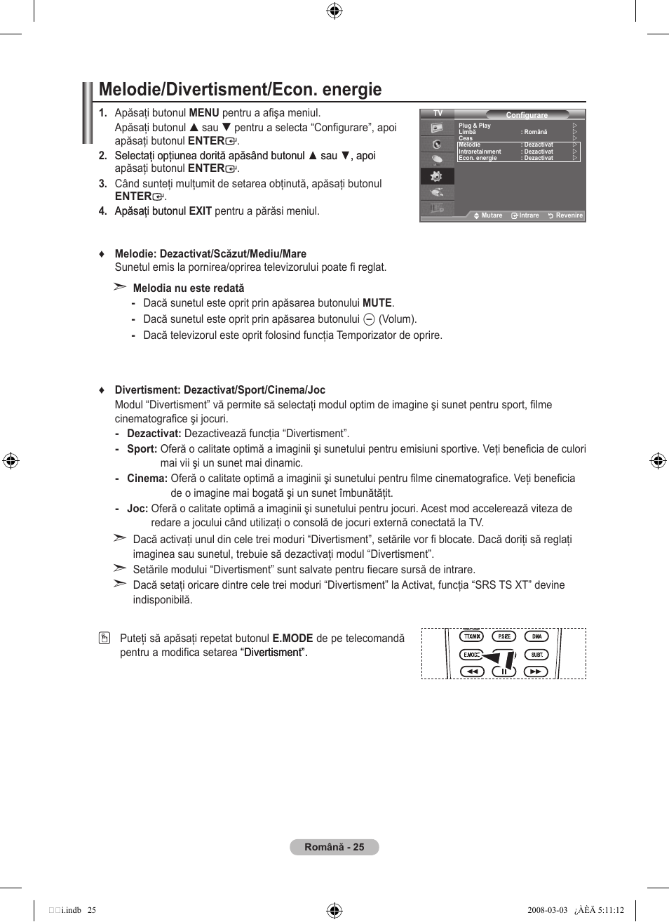 Melodie/divertisment/econ. energie | Samsung LE32A455C1D User Manual | Page 507 / 542