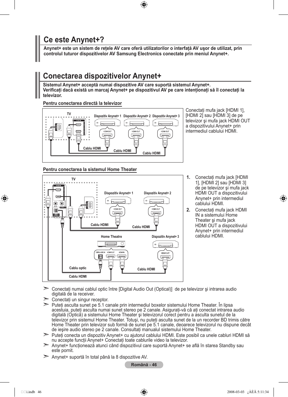 Conectarea dispozitivelor anynet, Ce este anynet | Samsung LE32A455C1D User Manual | Page 528 / 542