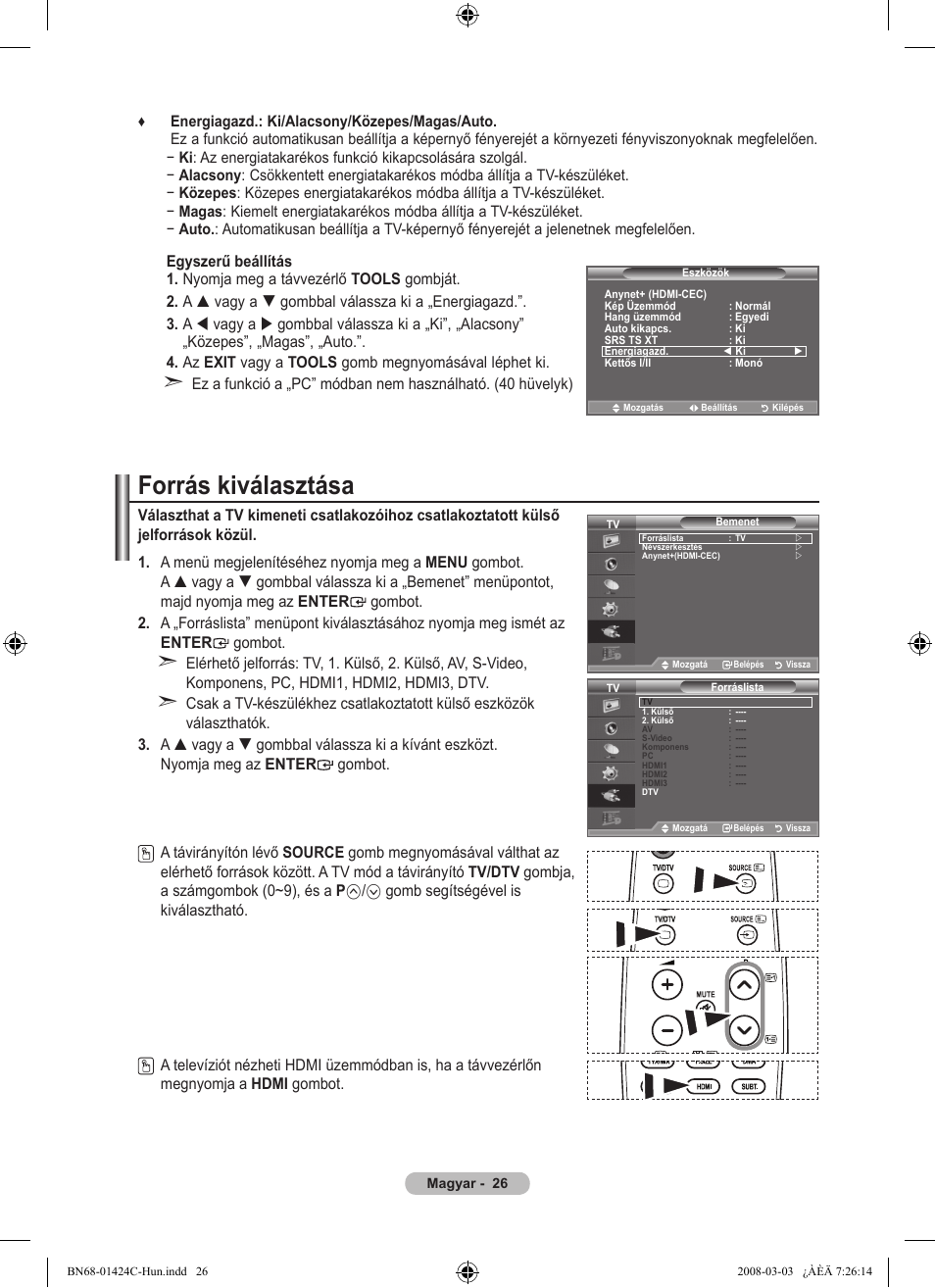Forrás kiválasztása | Samsung LE32A455C1D User Manual | Page 88 / 542