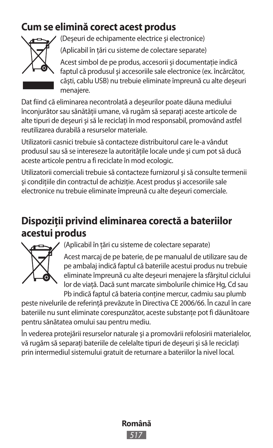 Cum se elimină corect acest produs | Samsung SM-G130HN User Manual | Page 518 / 732