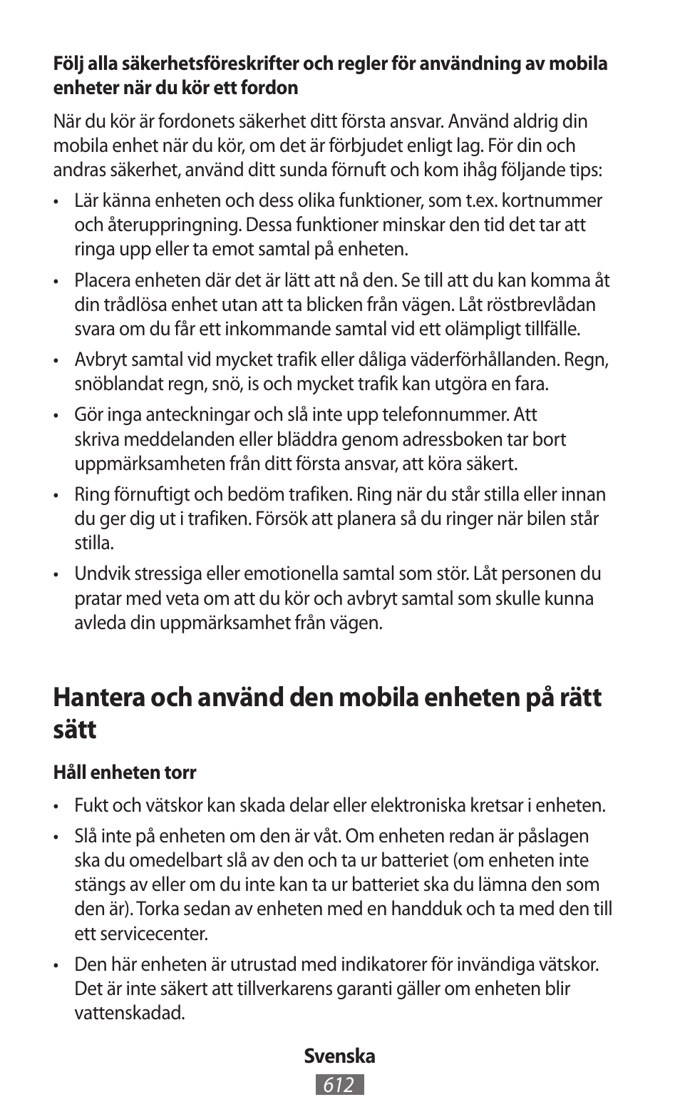 Hantera och använd den mobila enheten på rätt sätt | Samsung SM-G130HN User Manual | Page 613 / 732