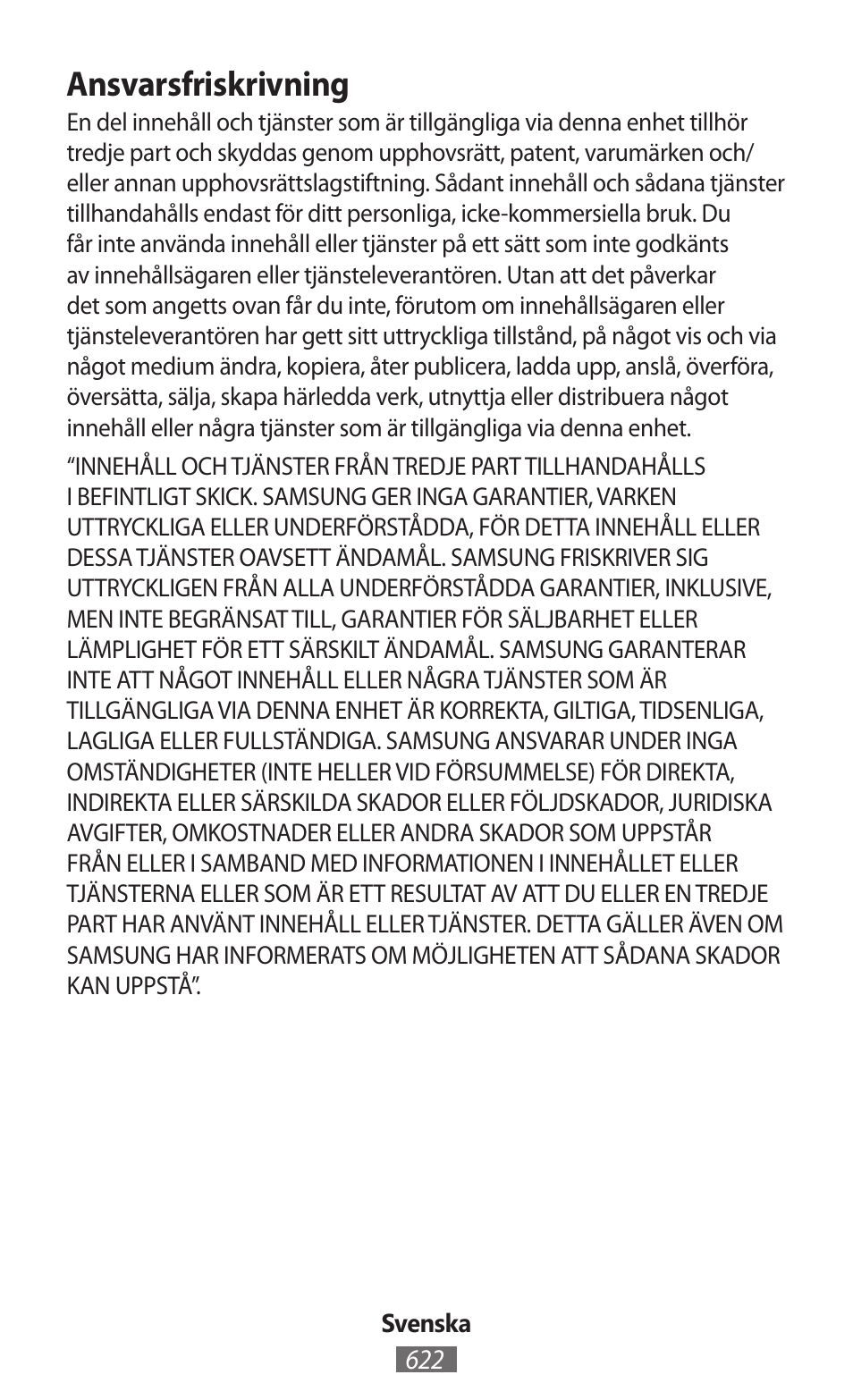 Ansvarsfriskrivning | Samsung SM-G130HN User Manual | Page 623 / 732