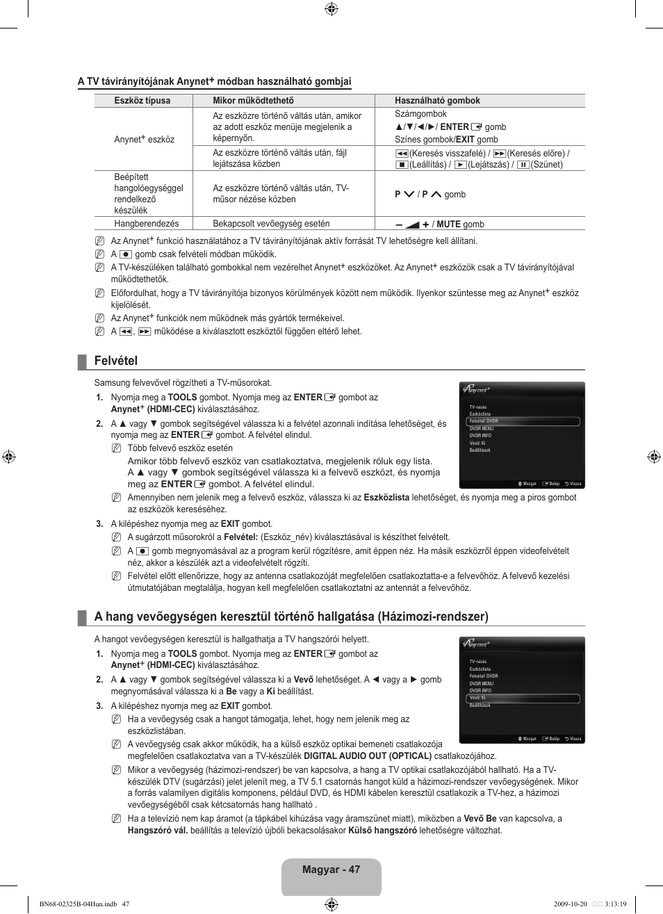 Felvétel | Samsung LE37B650T2W User Manual | Page 127 / 680