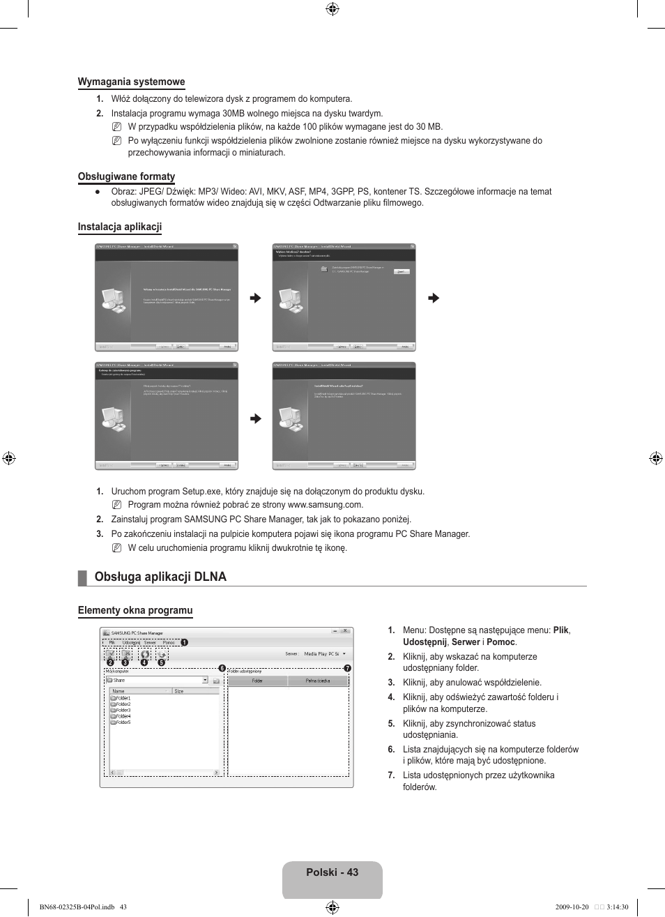 Obsługa aplikacji dlna | Samsung LE37B650T2W User Manual | Page 189 / 680