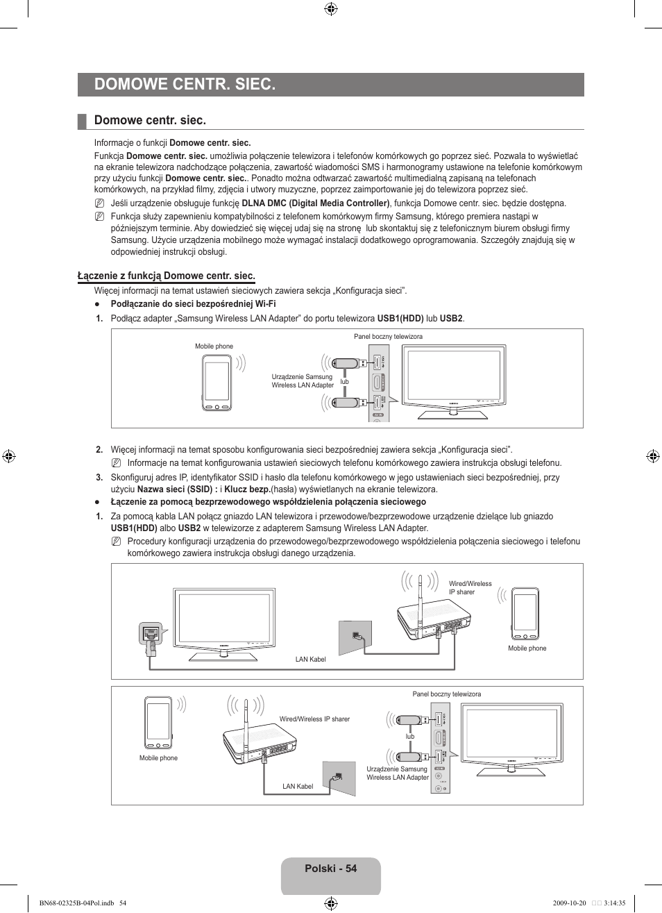 Domowe centr. siec | Samsung LE37B650T2W User Manual | Page 200 / 680