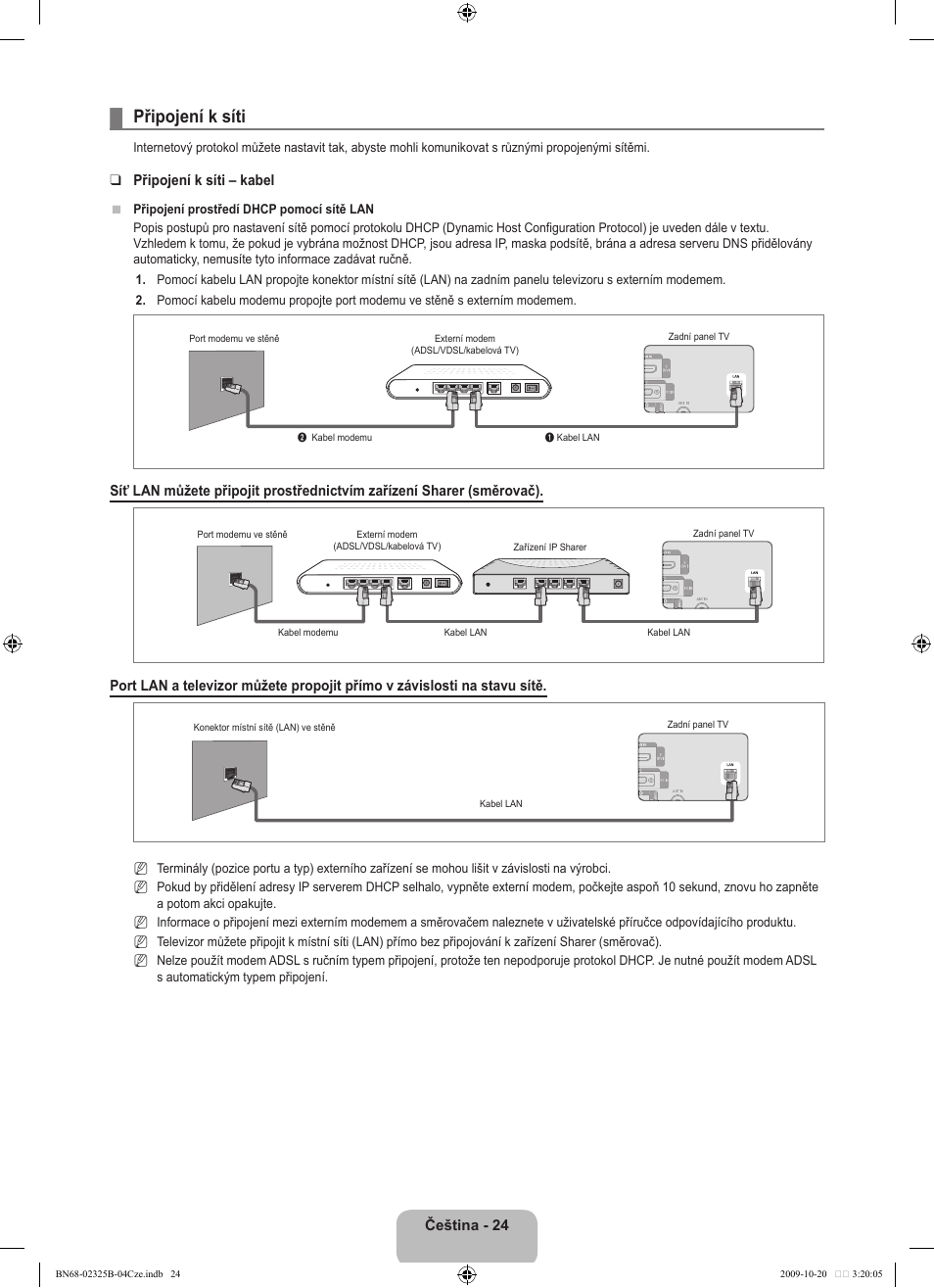 Připojení k síti | Samsung LE37B650T2W User Manual | Page 434 / 680