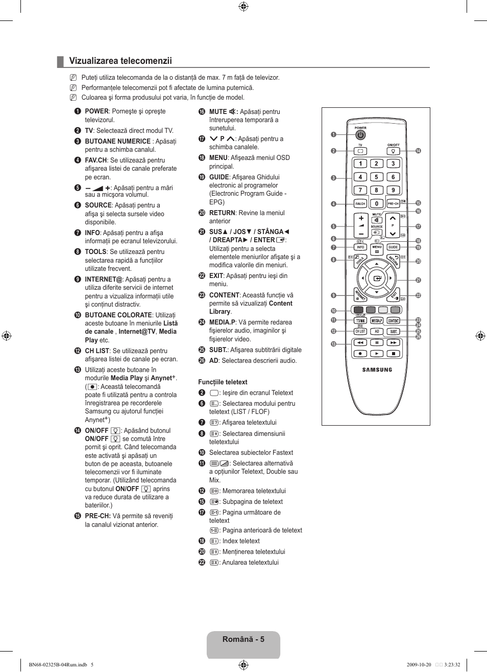 Vizualizarea telecomenzii | Samsung LE37B650T2W User Manual | Page 547 / 680