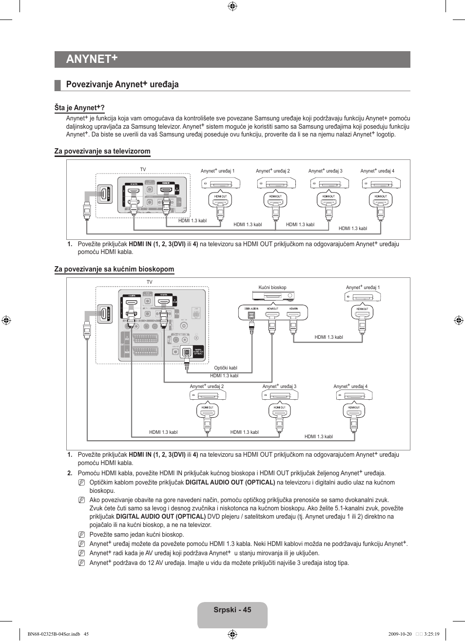 Anynet, Povezivanje anynet+ uređaja | Samsung LE37B650T2W User Manual | Page 653 / 680