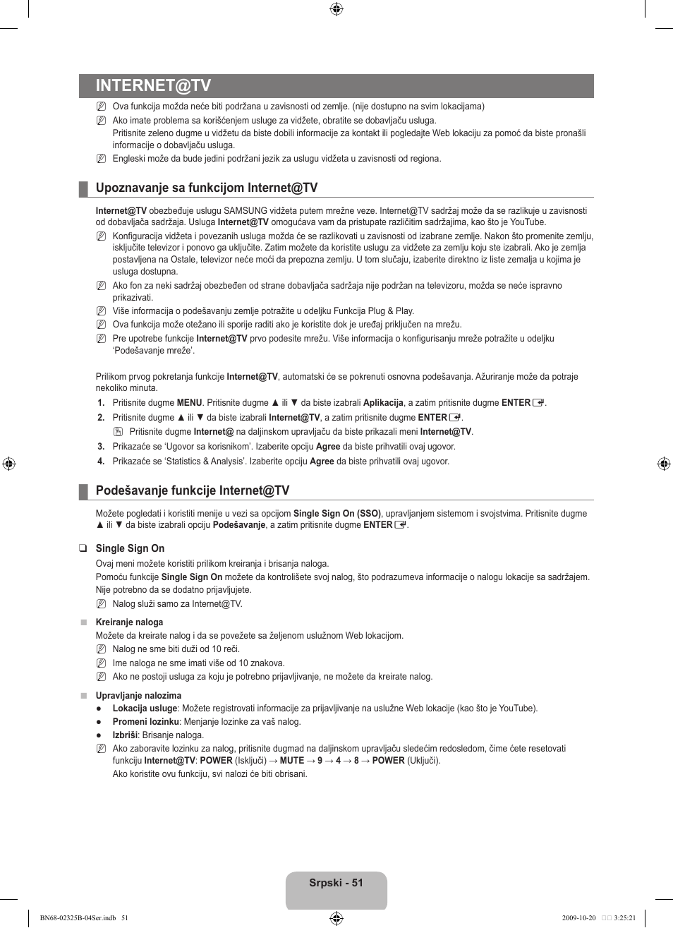 Internet@tv, Upoznavanje sa funkcijom internet@tv, Podešavanje funkcije internet@tv | Samsung LE37B650T2W User Manual | Page 659 / 680