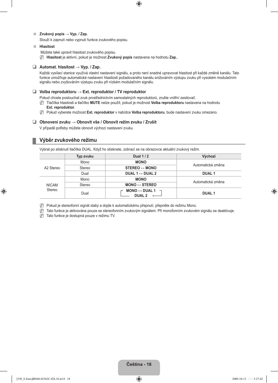 Výběr zvukového režimu | Samsung LE32B541P7W User Manual | Page 236 / 368