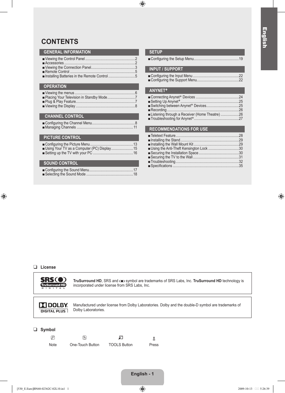 Samsung LE32B541P7W User Manual | Page 3 / 368