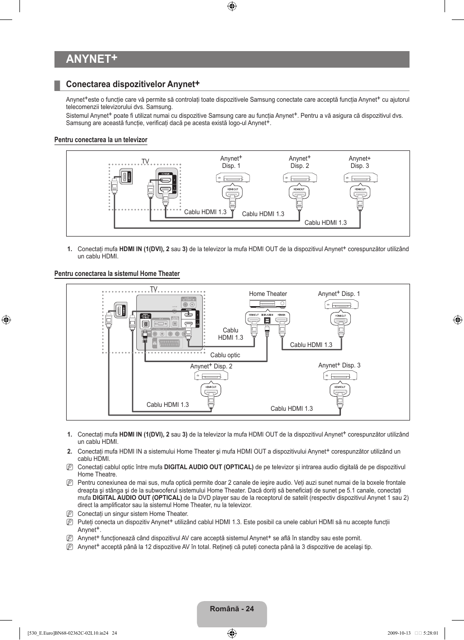 Anynet, Conectarea dispozitivelor anynet | Samsung LE32B541P7W User Manual | Page 314 / 368