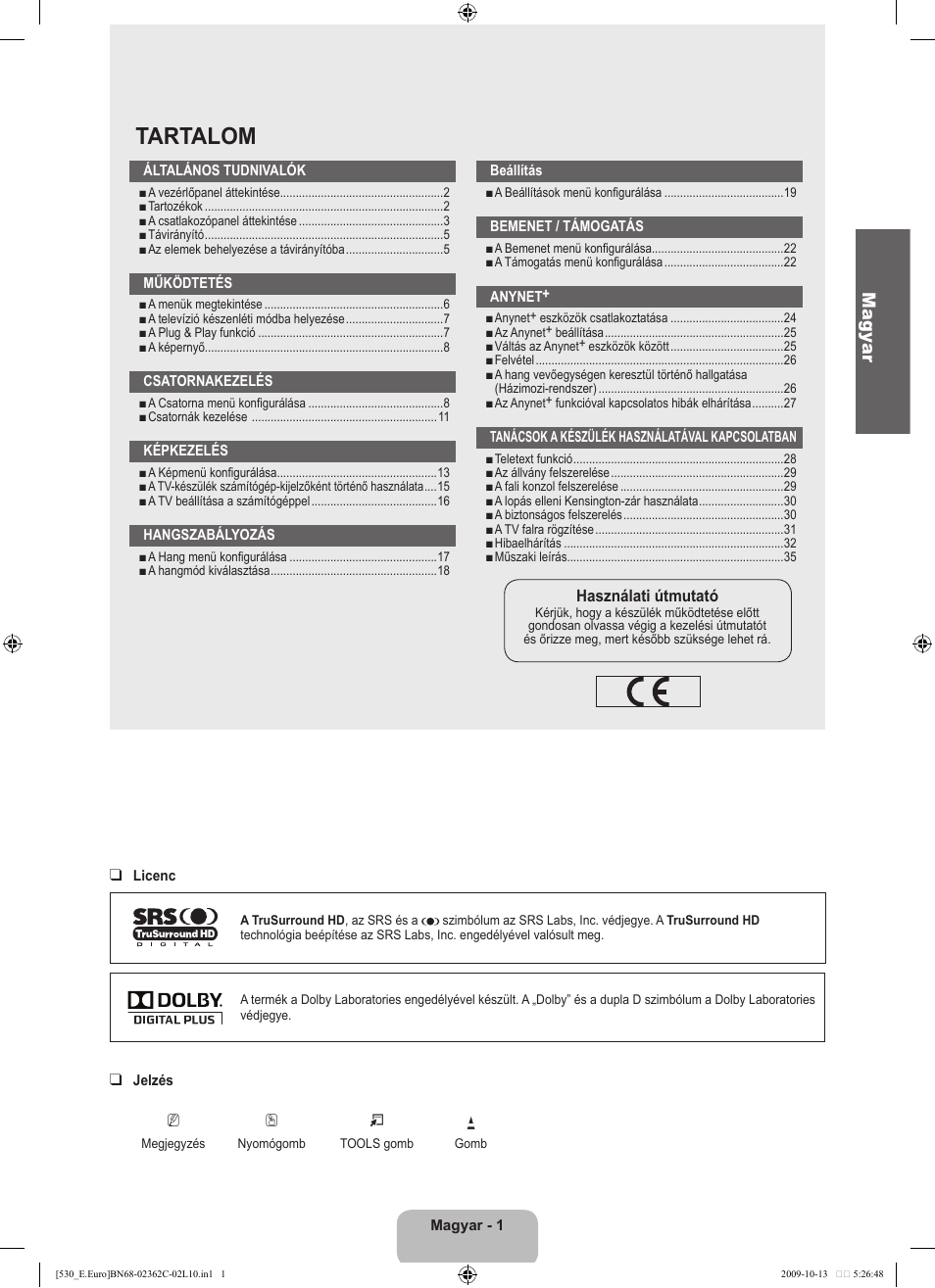 Tartalom, Ma gy ar | Samsung LE32B541P7W User Manual | Page 39 / 368