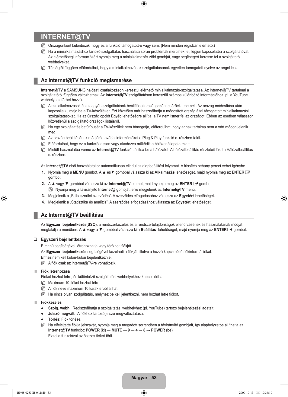 Internet@tv, Az internet@tv funkció megismerése, Az internet@tv beállítása | Samsung UE40B8000XW User Manual | Page 137 / 702