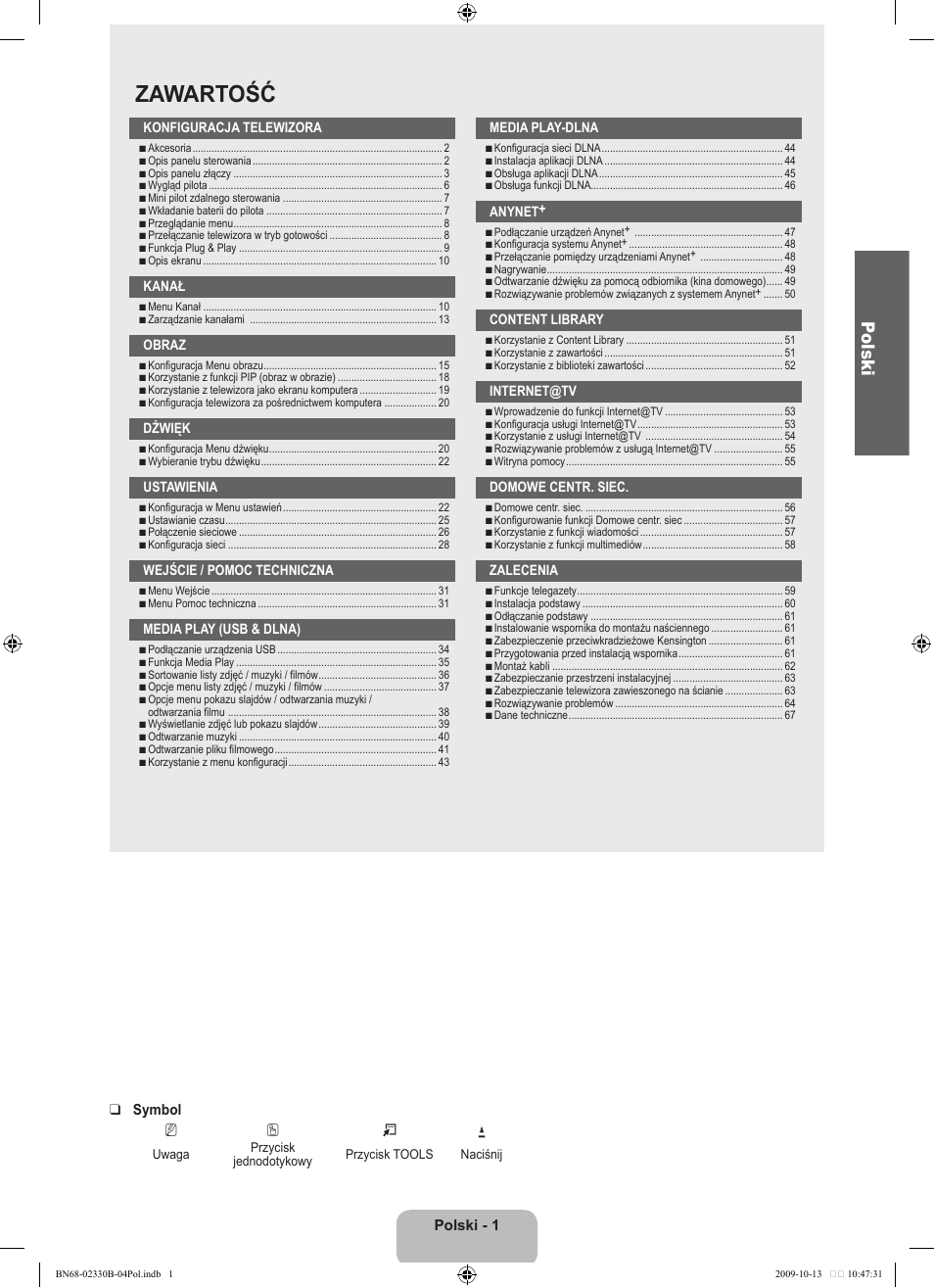 Zawartość, Polski | Samsung UE40B8000XW User Manual | Page 153 / 702