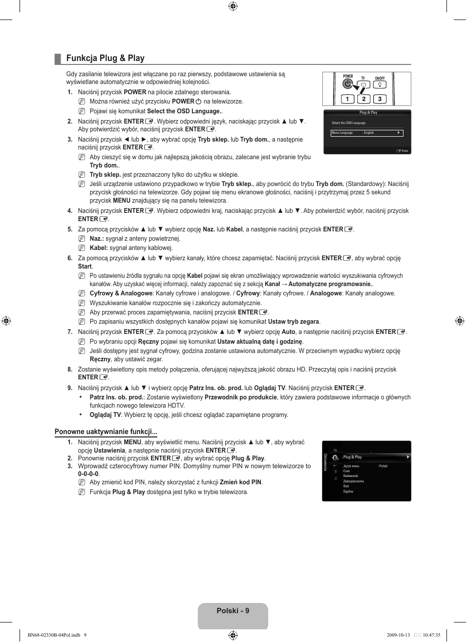Funkcja plug & play | Samsung UE40B8000XW User Manual | Page 161 / 702