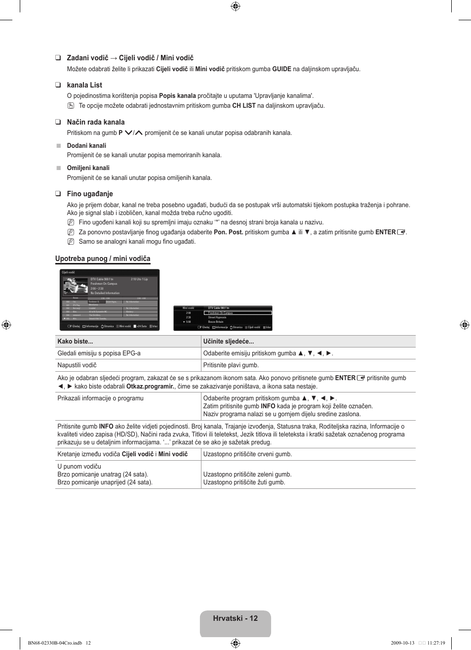 Kanala list, Način rada kanala, Fino ugađanje | Upotreba punog / mini vodiča | Samsung UE40B8000XW User Manual | Page 368 / 702
