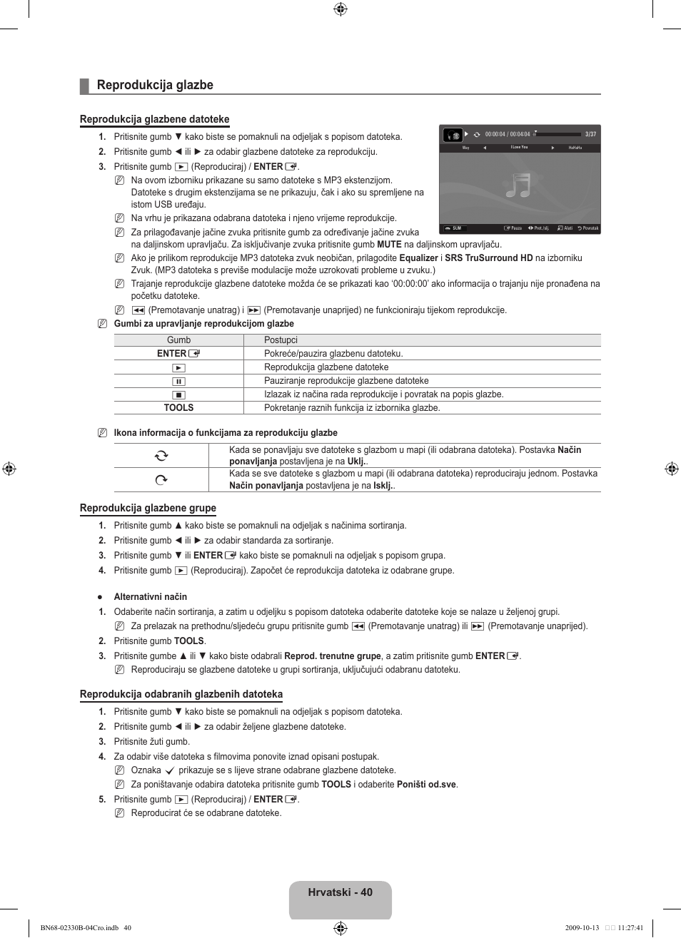 Reprodukcija glazbe | Samsung UE40B8000XW User Manual | Page 396 / 702
