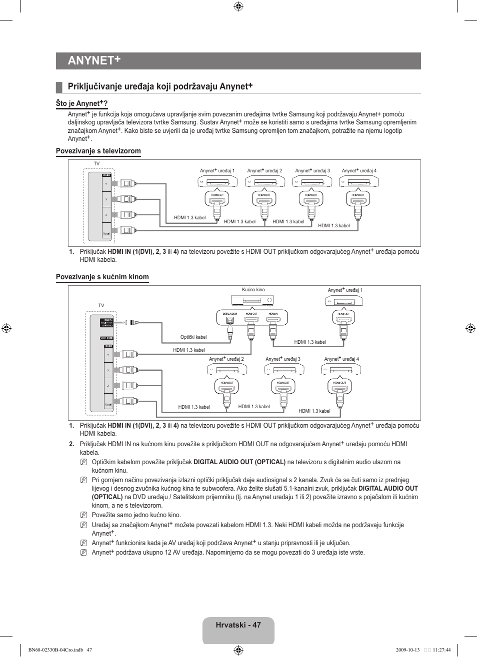 Anynet, Priključivanje uređaja koji podržavaju anynet | Samsung UE40B8000XW User Manual | Page 403 / 702