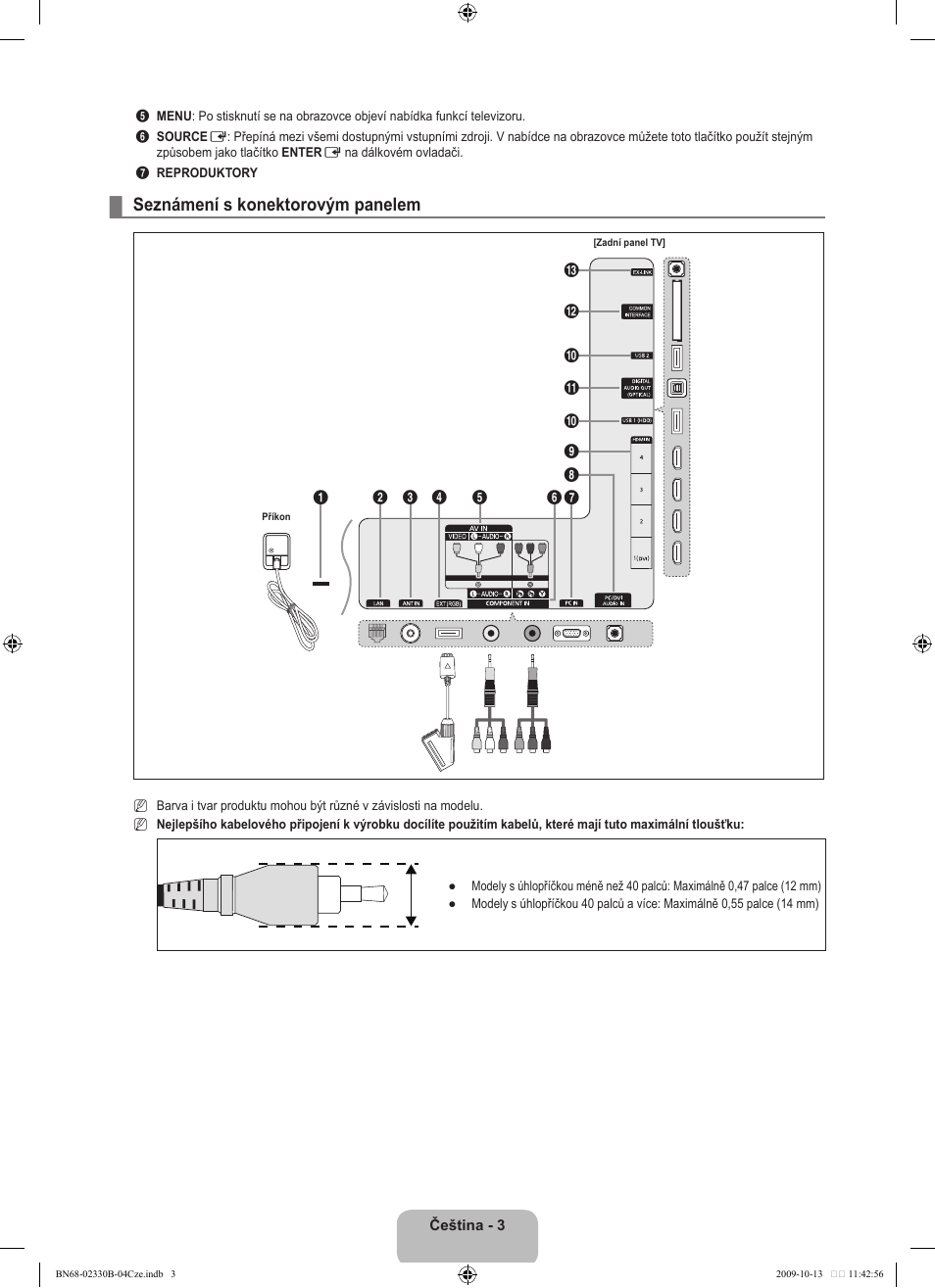 Seznámení s konektorovým panelem | Samsung UE40B8000XW User Manual | Page 427 / 702