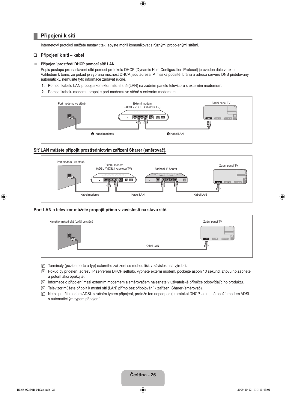 Připojení k síti | Samsung UE40B8000XW User Manual | Page 450 / 702