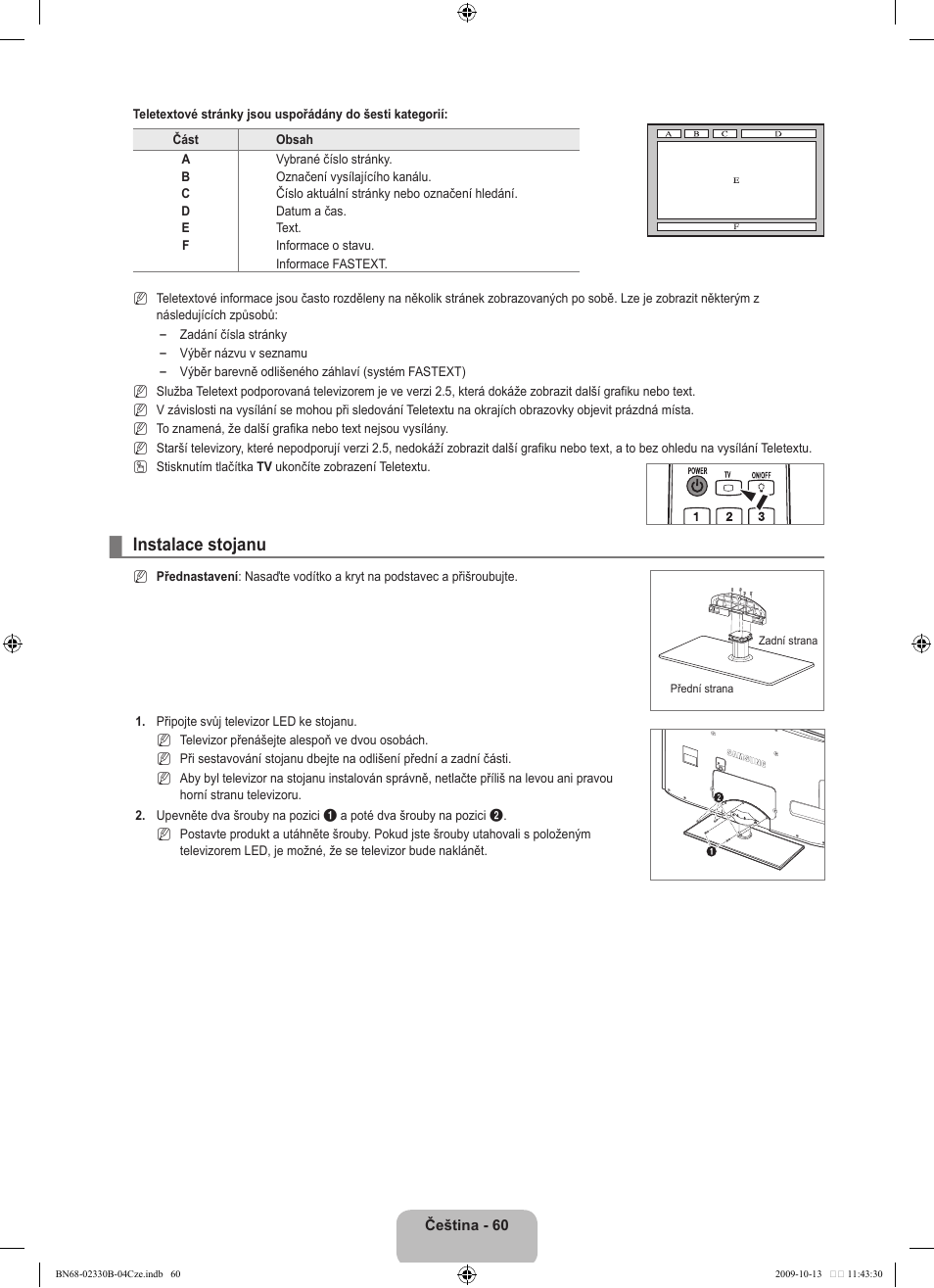 Instalace stojanu | Samsung UE40B8000XW User Manual | Page 484 / 702