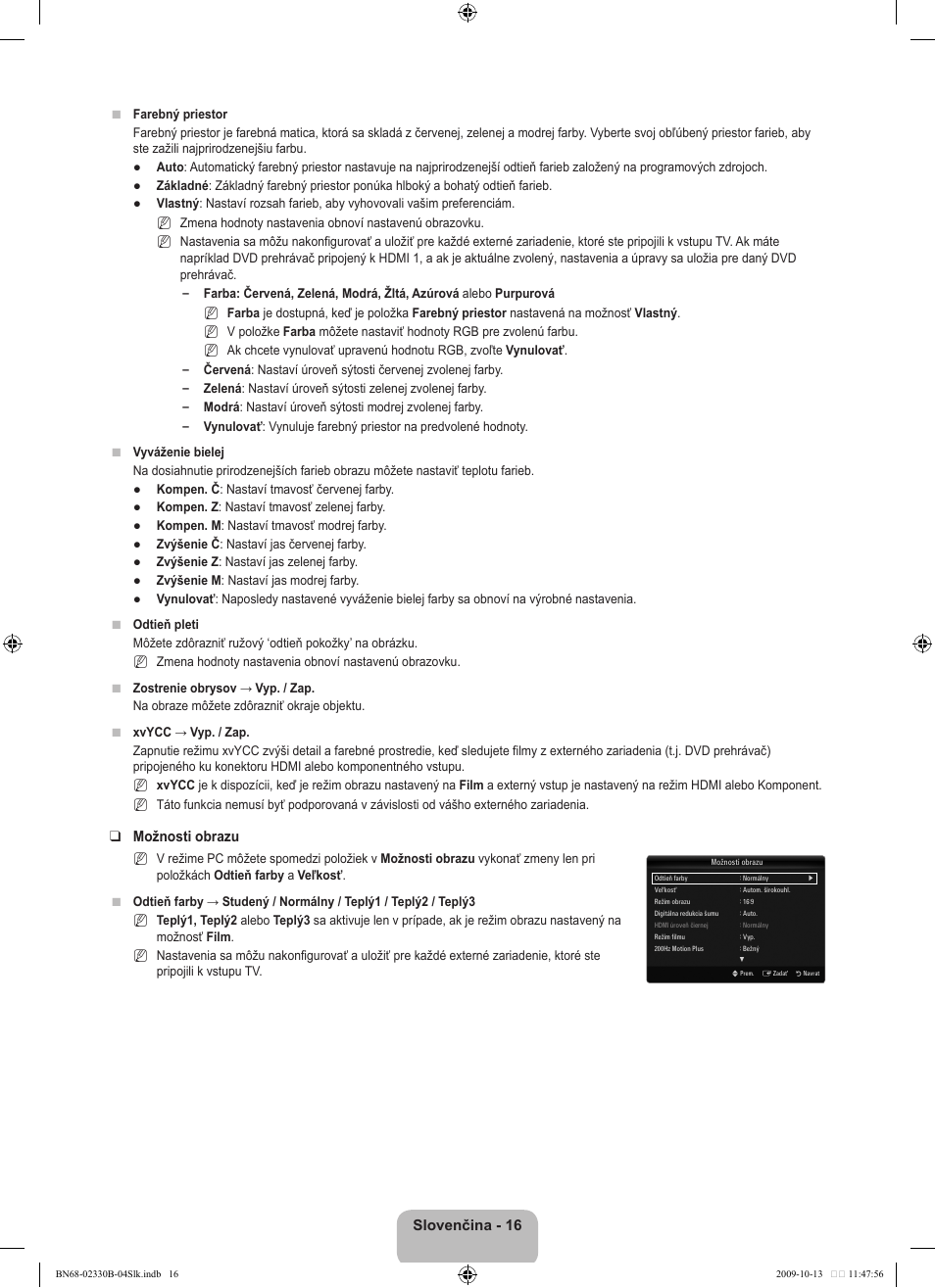 Slovenčina, Možnosti obrazu | Samsung UE40B8000XW User Manual | Page 508 / 702