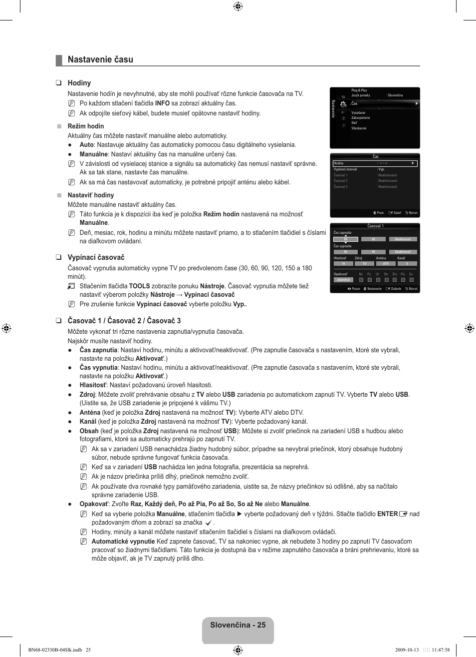 Nastavenie času, Slovenčina, Hodiny | Vypínací časovač, Časovač  / časovač  / časovač | Samsung UE40B8000XW User Manual | Page 517 / 702