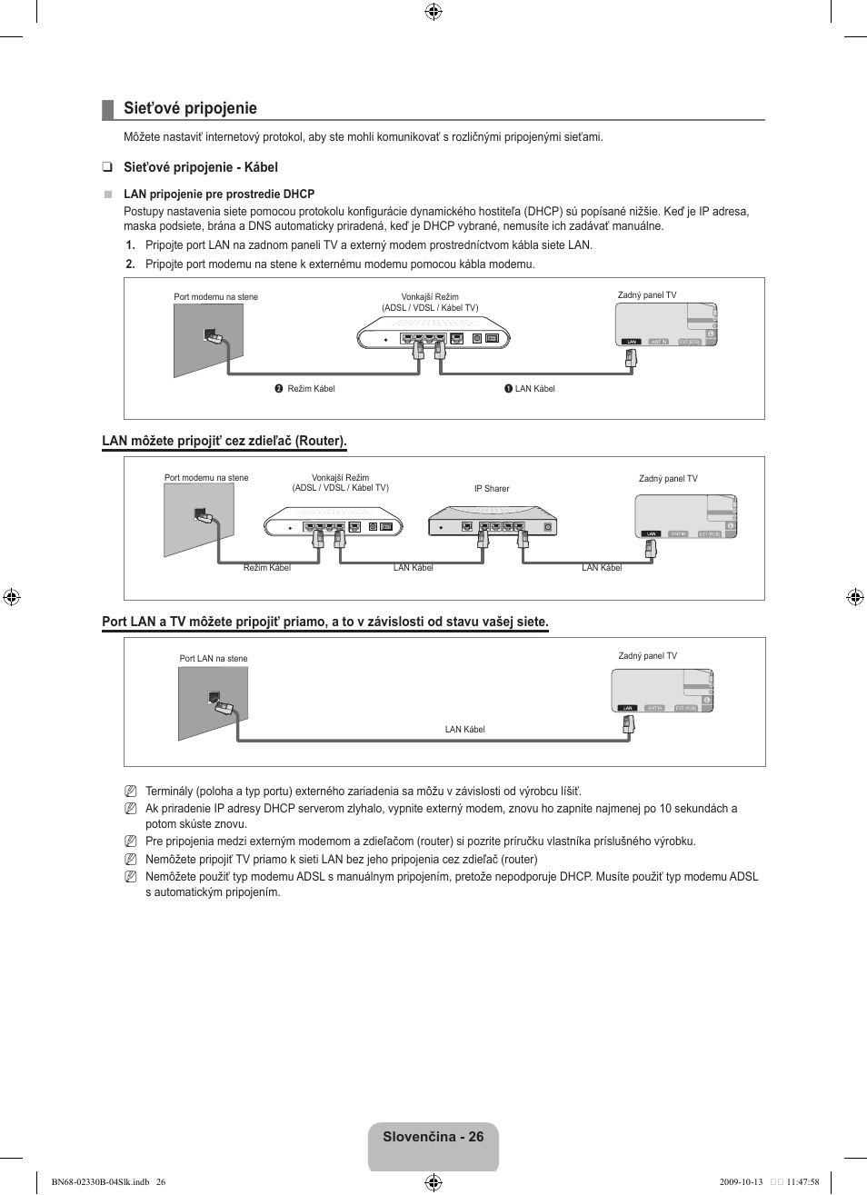 Sieťové pripojenie | Samsung UE40B8000XW User Manual | Page 518 / 702