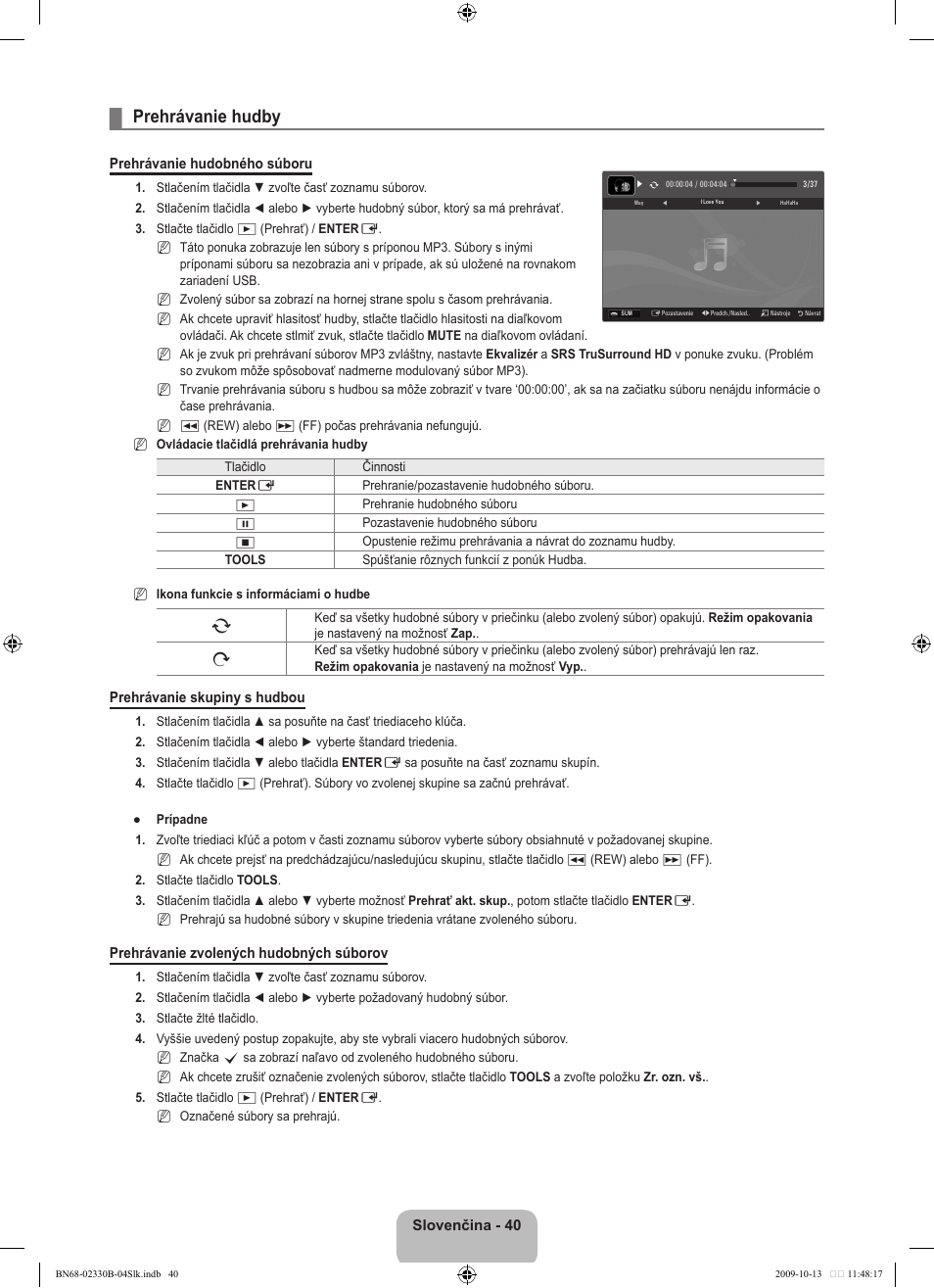 Prehrávanie hudby | Samsung UE40B8000XW User Manual | Page 532 / 702