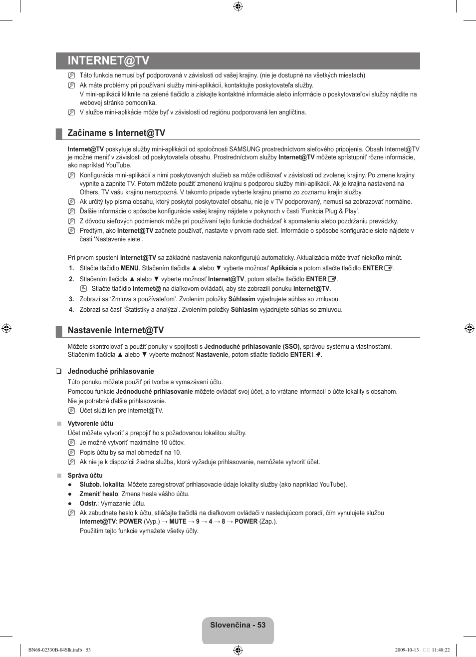 Internet@tv, Začíname s internet@tv, Nastavenie internet@tv | Samsung UE40B8000XW User Manual | Page 545 / 702