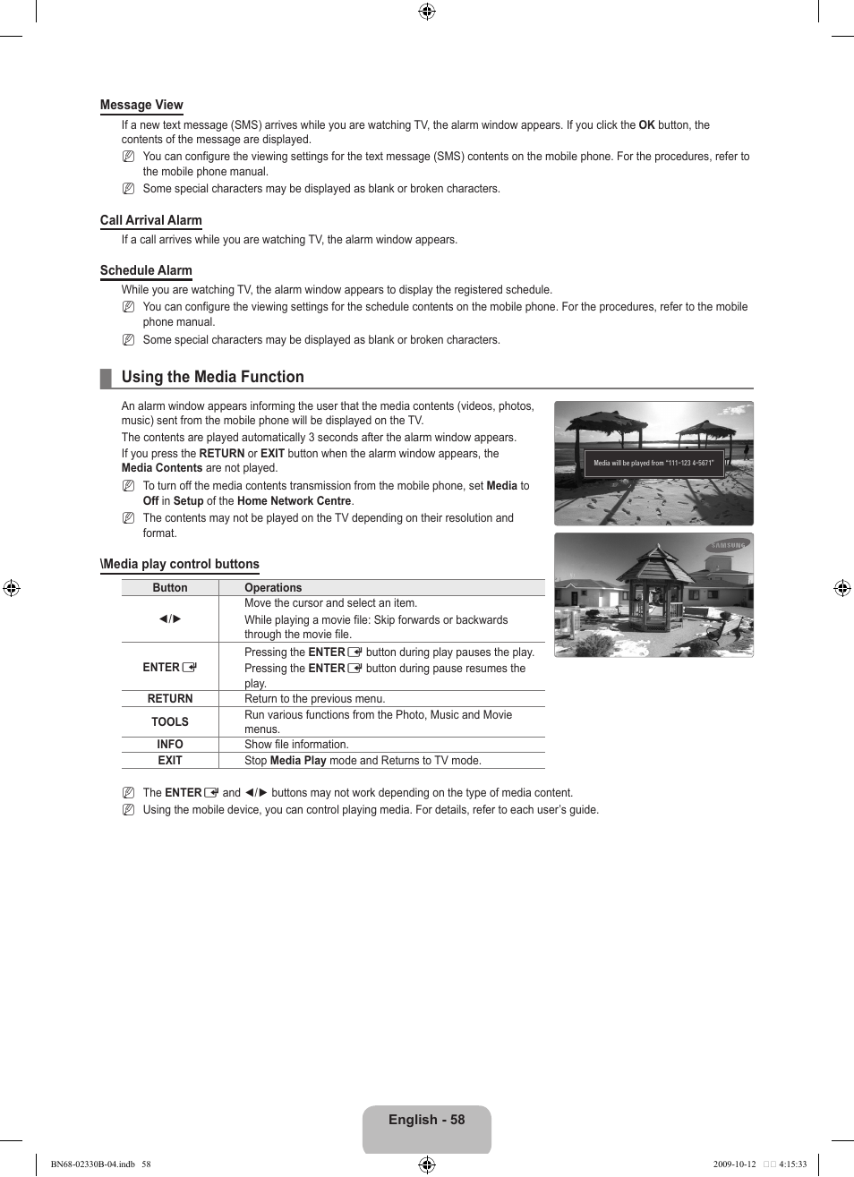 Using the media function | Samsung UE40B8000XW User Manual | Page 60 / 702