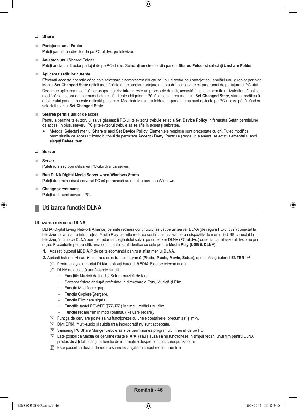 Utilizarea funcţiei dlna | Samsung UE40B8000XW User Manual | Page 606 / 702